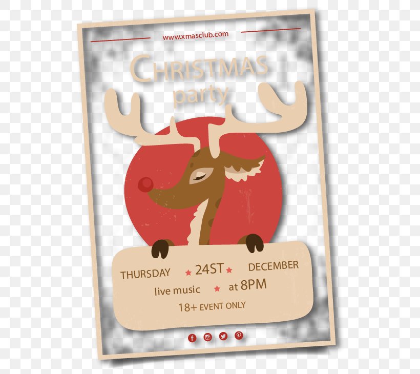 Reindeer Christmas Party, PNG, 551x730px, Reindeer, Brand, Christmas, Convite, Gratis Download Free