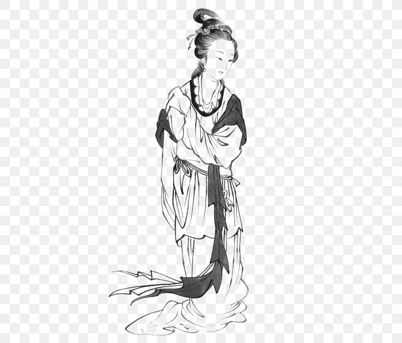 Tang Dynasty U4ed5u5973u753b U767du63cfu753b Painting Gongbi, PNG, 700x700px, Watercolor, Cartoon, Flower, Frame, Heart Download Free