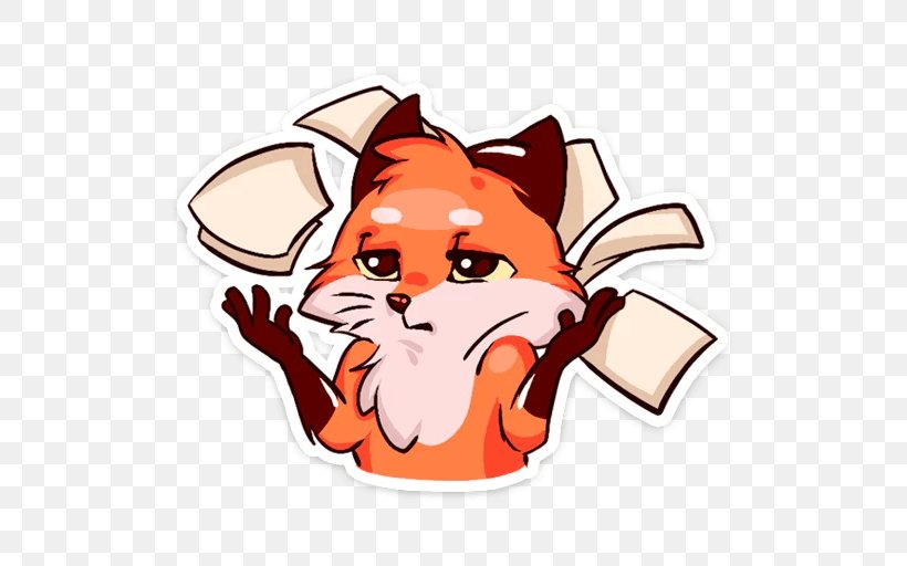 Sticker Telegram VKontakte Messaging Apps Fox, PNG, 512x512px, Sticker, Carnivoran, Cat, Cat Like Mammal, Code Download Free