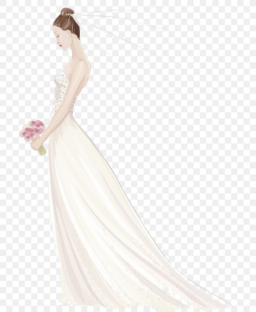 Wedding Invitation Wedding Dress Bride, PNG, 757x1000px, Watercolor, Cartoon, Flower, Frame, Heart Download Free