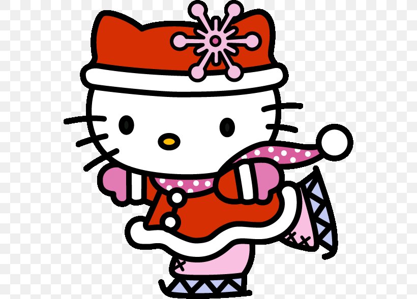 Hello Kitty Cat Christmas Day Image GIF, PNG, 570x589px, Watercolor, Cartoon, Flower, Frame, Heart Download Free