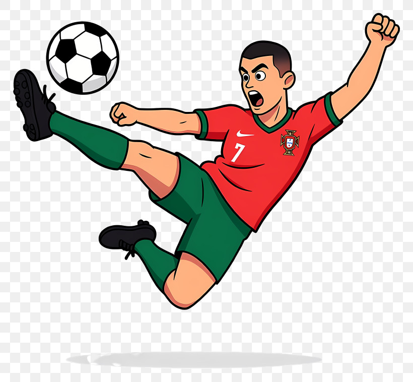 Cristiano Ronaldo - Dynamic Soccer Player Kicking Ball PNG