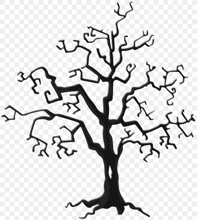 The Halloween Tree Clip Art, PNG, 7160x8000px, Halloween Tree, Area, Black And White, Branch, Christmas Tree Download Free