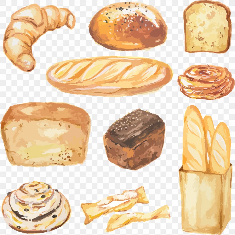 Watercolor Painting Vector Graphics Bread Stock Photography Illustration, PNG, 1904x1909px, Watercolor Painting, American Food, Art, Baked Goods, Bakery Download Free