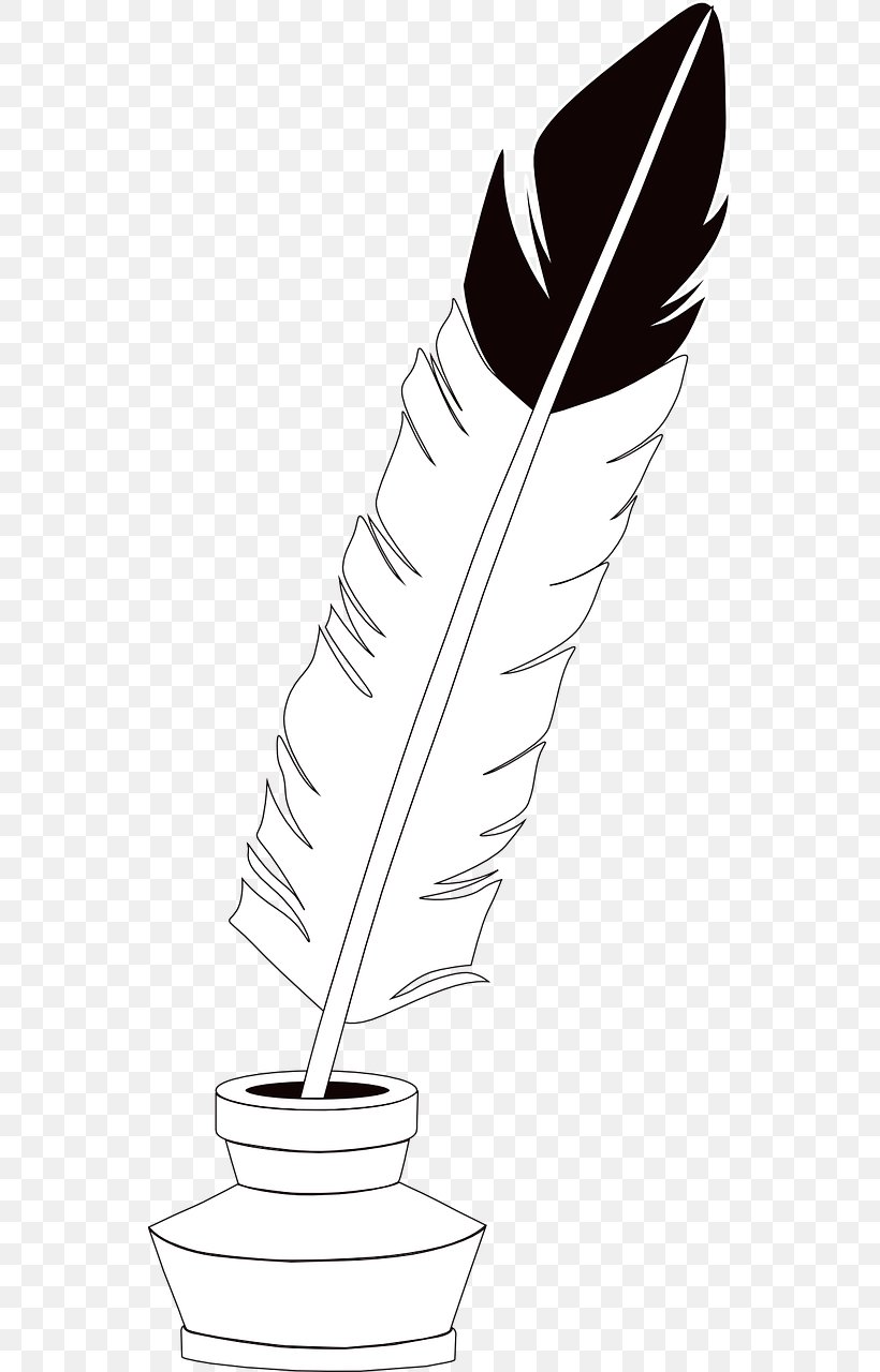 Ink Quill Clip Art, PNG, 640x1280px, Ink, Black And White, Drawing, Feather, Finger Download Free
