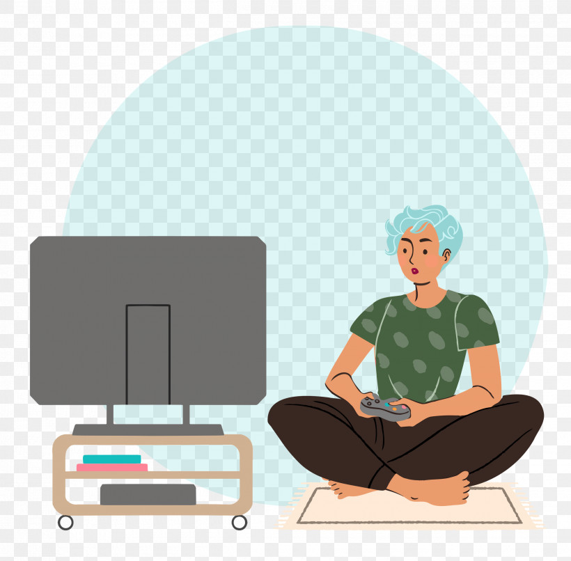 Playing Video Games, PNG, 2500x2458px, Playing Video Games, Behavior, Cartoon, Furniture, Human Download Free