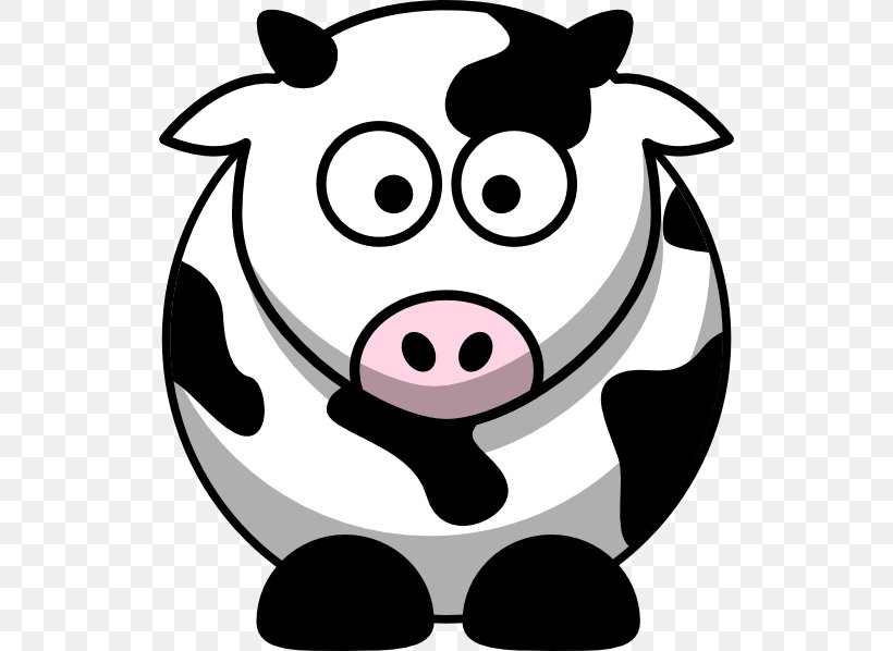 Cattle Cartoon Clip Art, PNG, 528x598px, Cattle, Artwork, Black, Black And White, Bull Download Free