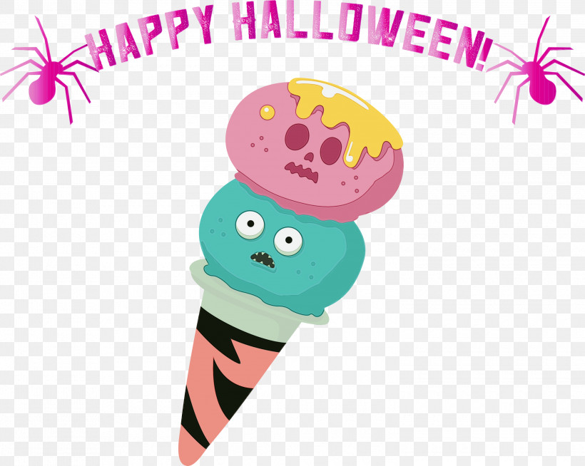 Ice Cream, PNG, 3000x2393px, Happy Halloween, Animation, Cartoon, Cream, Drawing Download Free