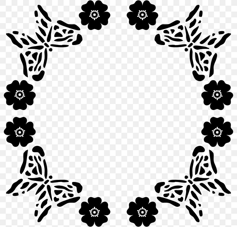 Border Flowers Clip Art, PNG, 796x786px, Flower, Artwork, Black, Black And White, Border Flowers Download Free