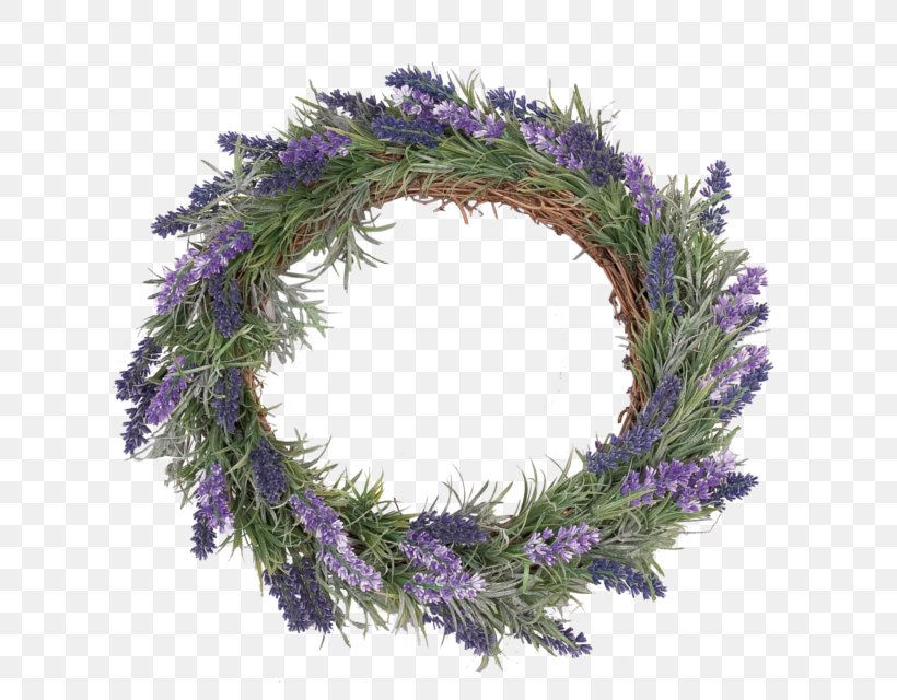 Wreath English Lavender Cut Flowers Disk, PNG, 640x640px, Wreath, Abstract, Artificial Flower, Branch, Christmas Decoration Download Free