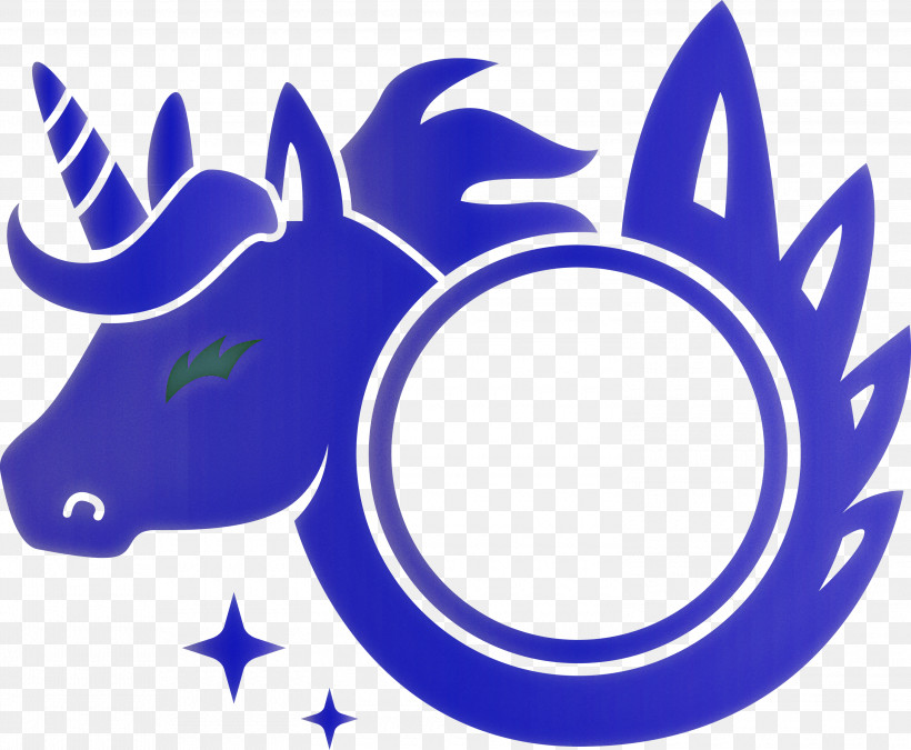 Unicorn Frame, PNG, 3000x2473px, Unicorn Frame, Circle, Electric Blue, Head, Horn Download Free