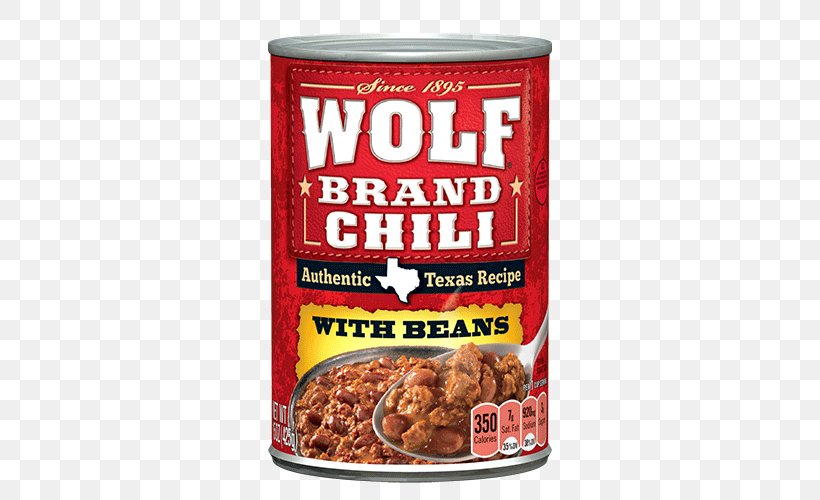 Chili Con Carne Hot Dog Wolf Brand Chili Food Kroger, PNG, 500x500px, Chili Con Carne, Bean, Beef, Brand, Canning Download Free