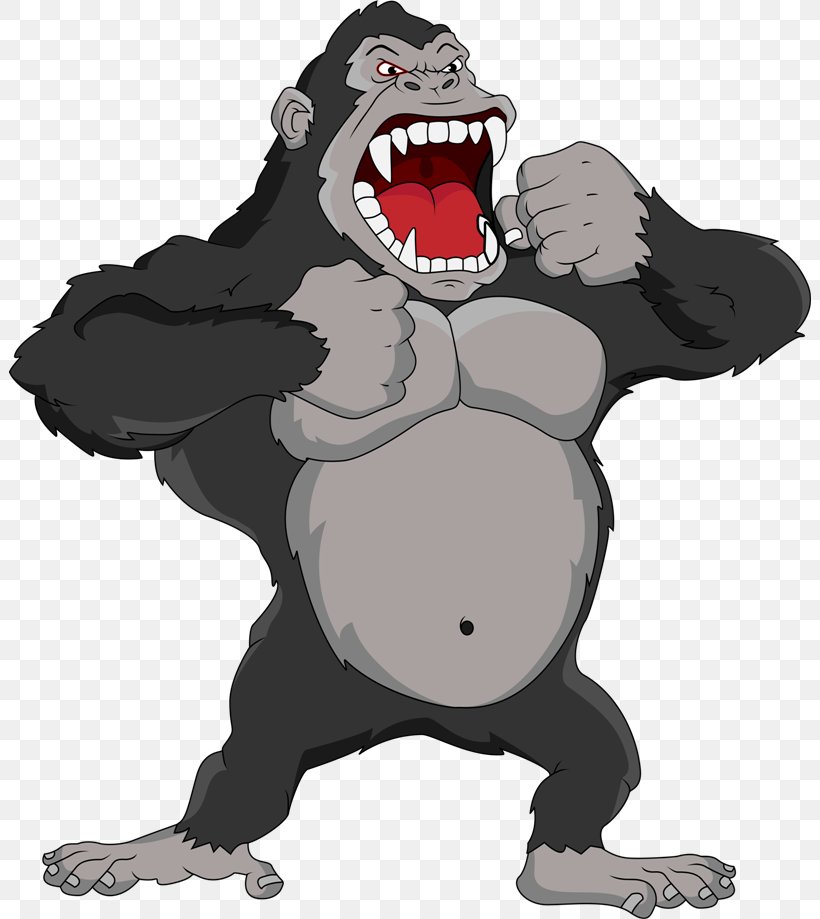 Gorilla Ape Cartoon Clip Art, PNG, 802x919px, Gorilla, Ape, Art, Bear, Carnivoran Download Free