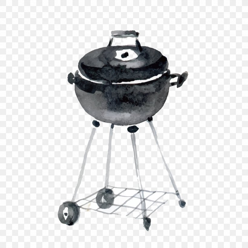 Barbecue Grill Watercolor Painting, PNG, 1500x1500px, Barbecue Grill, Art, Black And White, Cookware Accessory, Cookware And Bakeware Download Free