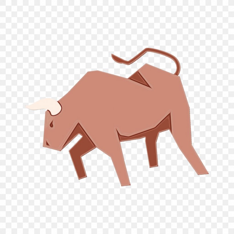 Bull Bovine Pink Cartoon Boar, PNG, 1024x1024px, Watercolor, Boar, Bovine, Bull, Cartoon Download Free