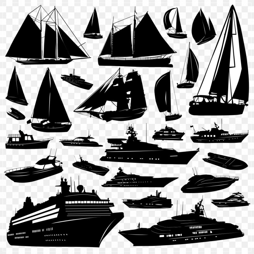 Sailing Ship Boat Silhouette, PNG, 1000x1000px, Ship, Black And White, Boat, Royaltyfree, Sail Download Free