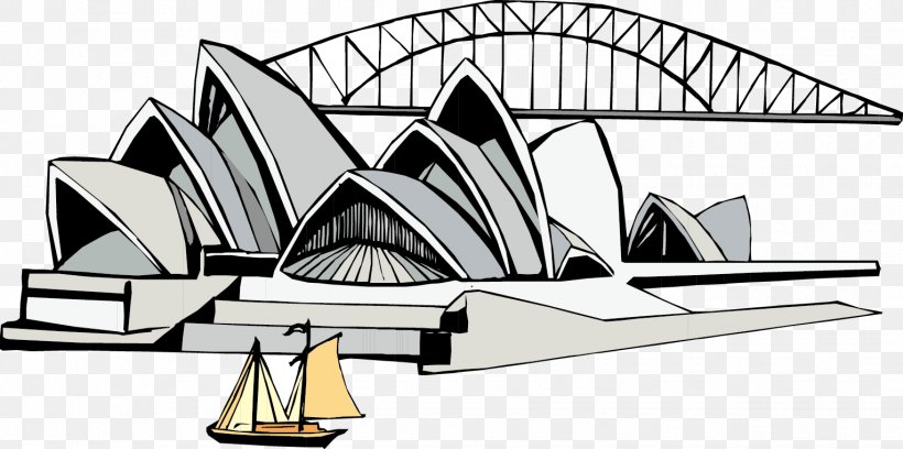 Sydney Opera House Tourist Attraction Illustration, PNG, 1528x762px, Sydney Opera House, Architecture, Black And White, Cartoon, Creative Work Download Free