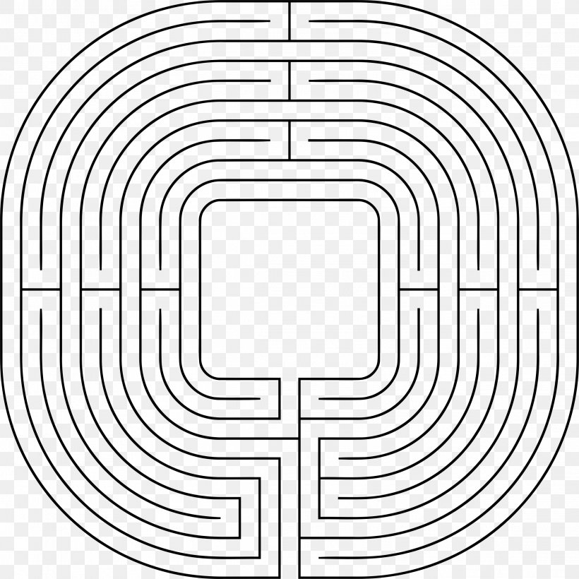 Labyrinth Minotaur Maze Daedalus Greek Mythology, PNG, 2286x2286px, Labyrinth, Area, Black And White, Daedalus, Drawing Download Free