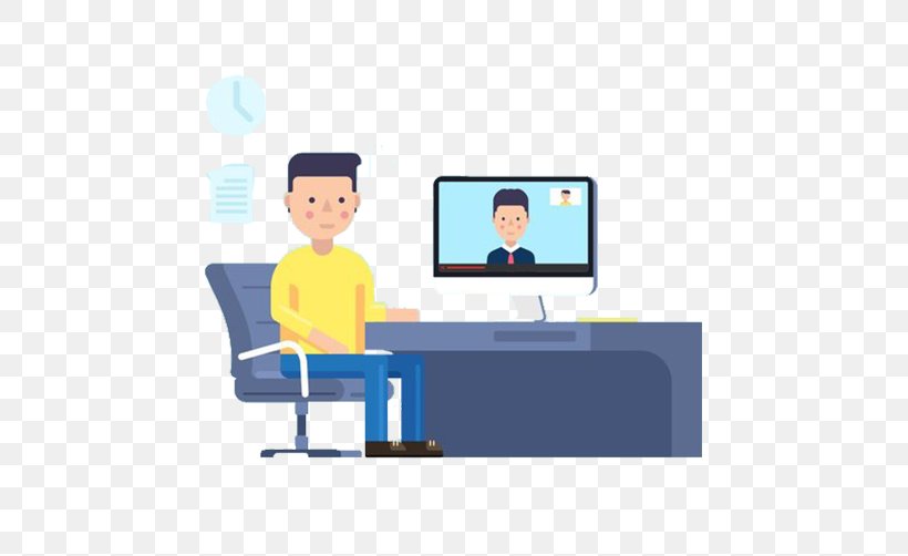 Web Conferencing Euclidean Vector Flat Design Illustration, PNG, 717x502px, Web Conferencing, Art, Cartoon, Desk, Distance Education Download Free