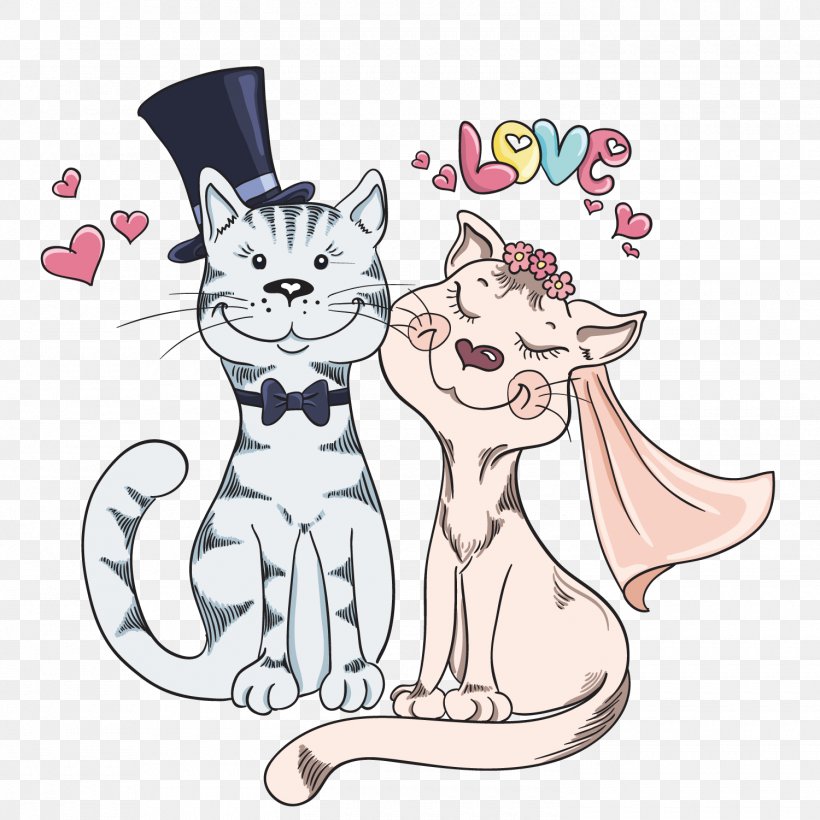 Cat Wedding Bridegroom Illustration, PNG, 1500x1501px, Watercolor, Cartoon, Flower, Frame, Heart Download Free