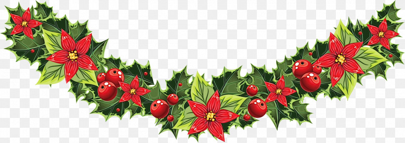 Christmas Decoration, PNG, 2314x822px, Watercolor, Branch, Chinese Hawthorn, Christmas Decoration, Flower Download Free
