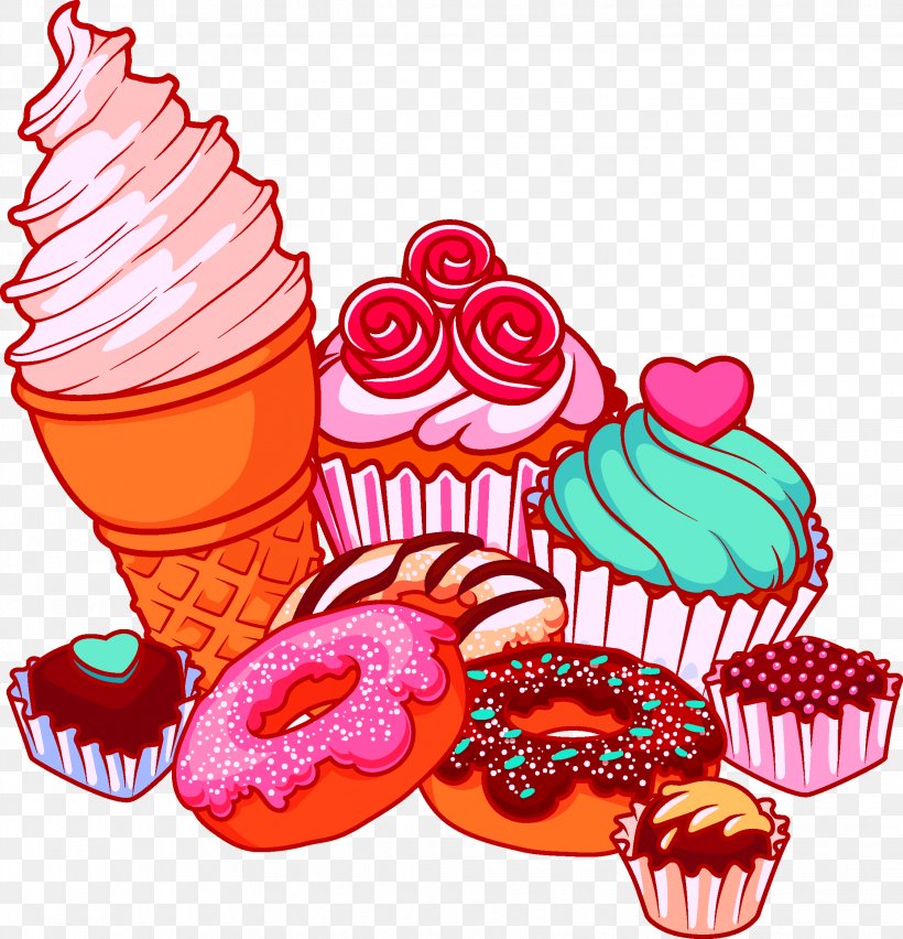 Ice Cream Doughnut Muffin Fast Food Cupcake, PNG, 2244x2334px, Ice Cream, Baking Cup, Cartoon, Confectionery, Cuisine Download Free