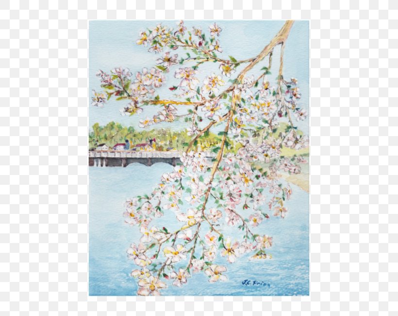Cat And Bird Watercolor Painting Cherry Blossom Poster, PNG, 650x650px, Cat And Bird, Art, Blossom, Branch, Canvas Print Download Free