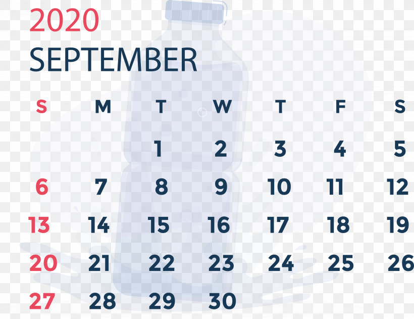 September 2020 Calendar September 2020 Printable Calendar, PNG, 3000x2312px, September 2020 Calendar, Angle, Area, Calendar System, Line Download Free