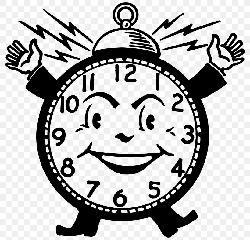 Alarm Clocks Clip Art, PNG, 800x790px, Alarm Clocks, Art, Artwork, Black And White, Clock Download Free