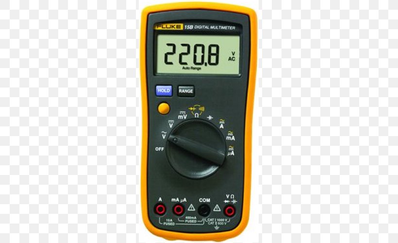 Fluke Corporation Digital Multimeter True RMS Converter Electronics, PNG, 500x500px, Fluke Corporation, Current Clamp, Digital Multimeter, Display Device, Electric Potential Difference Download Free