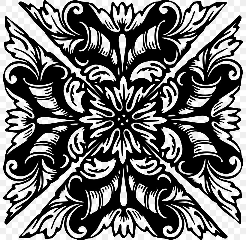 Floral Design Monochrome Symmetry, PNG, 800x800px, Floral Design, Art, Black, Black And White, Black M Download Free
