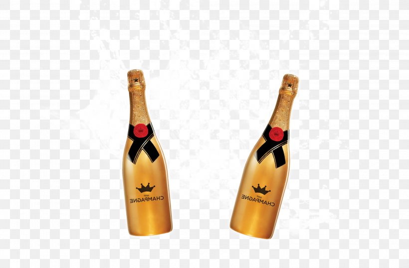 Two Bottles Of Beer - Champagne Beer Wine Bottle PNG