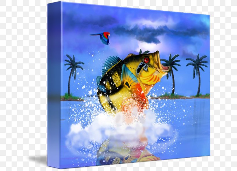 Peacock Bass Ecosystem Gallery Wrap Graphics Insect, PNG, 650x593px, Peacock Bass, Art, Bass, Canvas, Ecosystem Download Free