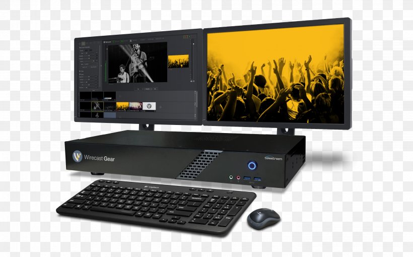 Wirecast Telestream Streaming Media Broadcasting Workstation, PNG, 2859x1779px, Wirecast, Broadcasting, Computer, Computer Hardware, Computer Monitor Accessory Download Free