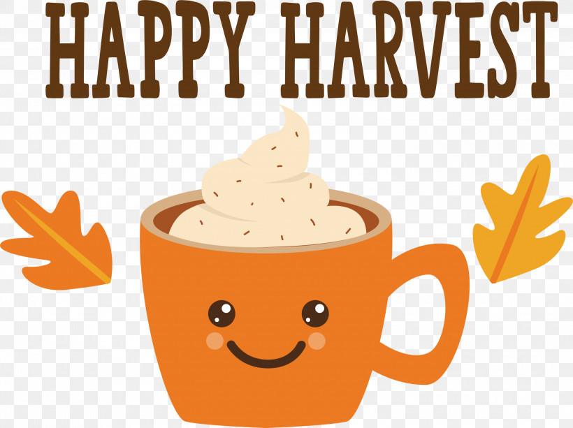 Happy Harvest Autumn Thanksgiving, PNG, 3000x2243px, Happy Harvest, Autumn, Caffeine, Cappuccino, Cartoon Download Free