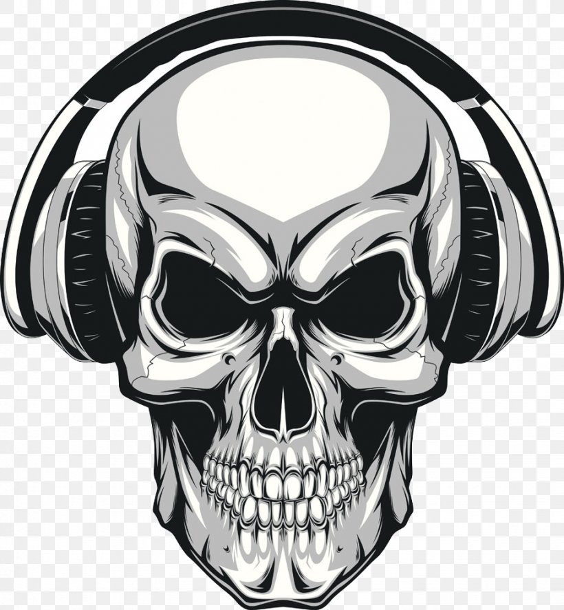 Skull Human Skeleton Illustration, PNG, 924x1000px, Headphones, Audio, Audio Equipment, Automotive Design, Black And White Download Free