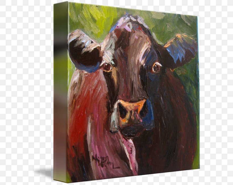 Watercolor Painting Dairy Cattle Angus Cattle Portrait, PNG, 602x650px, Painting, Acrylic Paint, Angus Cattle, Art, Bull Download Free
