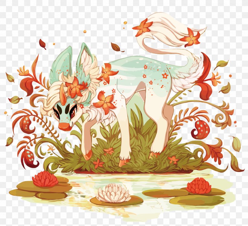 Vector Magic Creatures, PNG, 1500x1364px, Magic, Art, Cartoon, Drawing, Floral Design Download Free