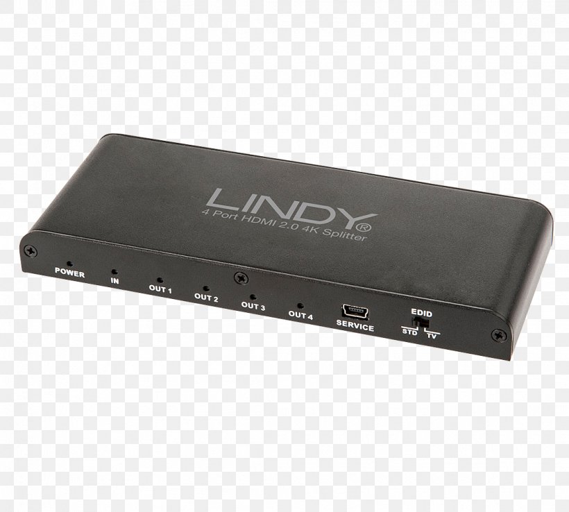 LINDY-USA 38221 4 Port HDMI 2.0 4K UHD Splitter Ultra-high-definition Television Computer Port 4K Resolution, PNG, 1111x1000px, 4k Resolution, Hdmi, Cable, Computer Port, Display Resolution Download Free