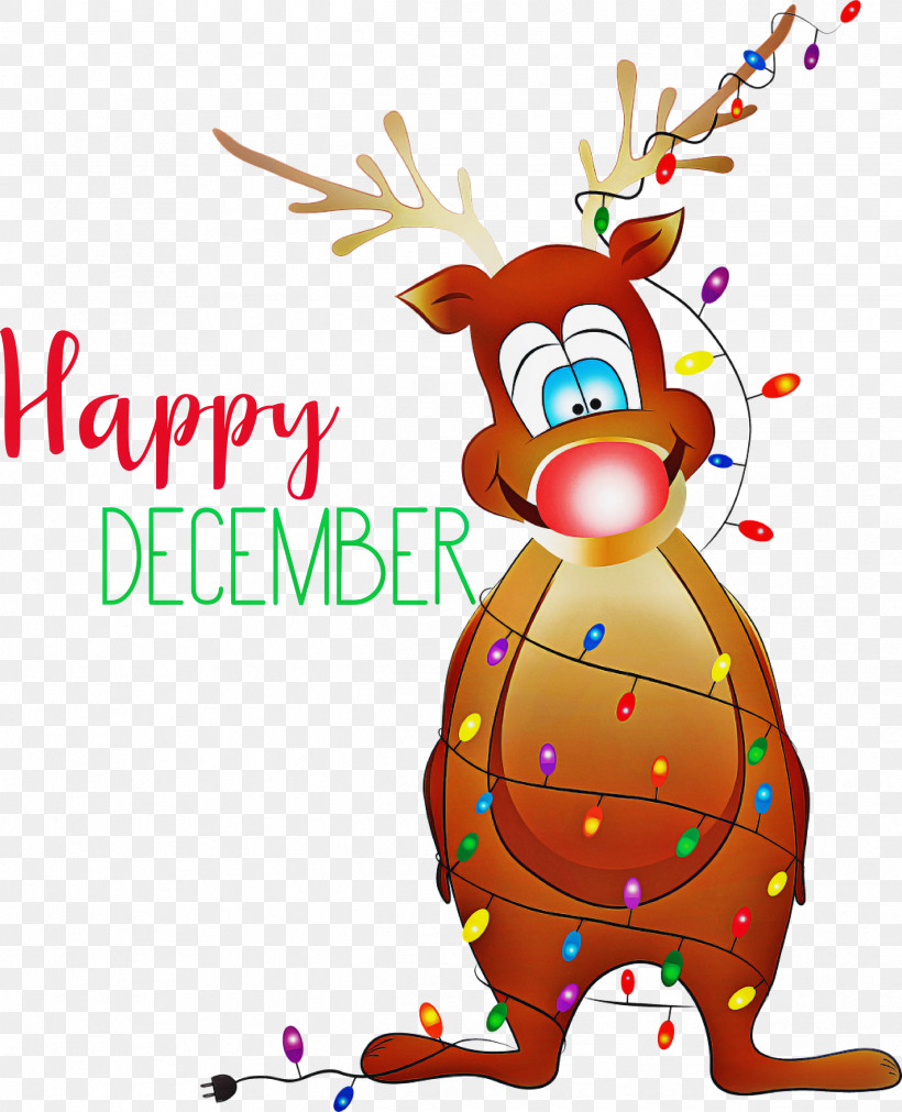 Happy December Winter, PNG, 2431x3000px, Happy December, Antler, Cartoon, Christmas Day, Christmas Lights Download Free