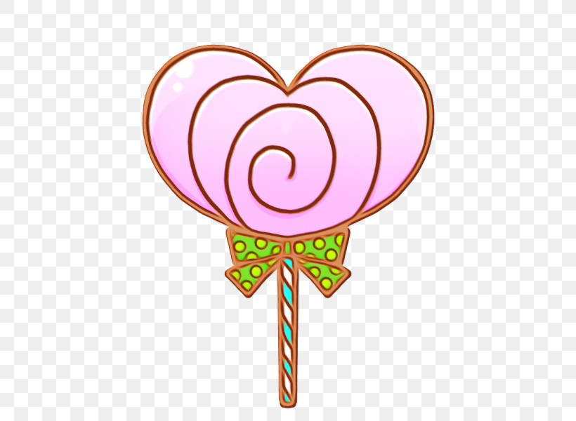 Stick Candy Lollipop Heart Confectionery Candy, PNG, 600x600px, Watercolor, Candy, Confectionery, Food, Heart Download Free