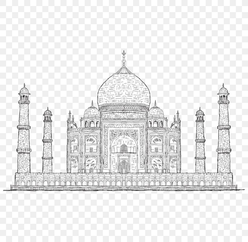Taj Mahal Drawing Tourist Attraction Sketch, PNG, 800x800px, Taj Mahal, Agra, Arch, Architecture, Black And White Download Free