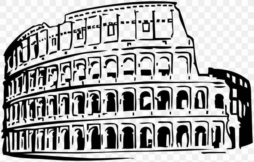 Colosseum Roman Forum Historic Centre Of Rome Clip Art, PNG, 1280x820px, Colosseum, Ancient Roman Architecture, Black And White, Drawing, Facade Download Free
