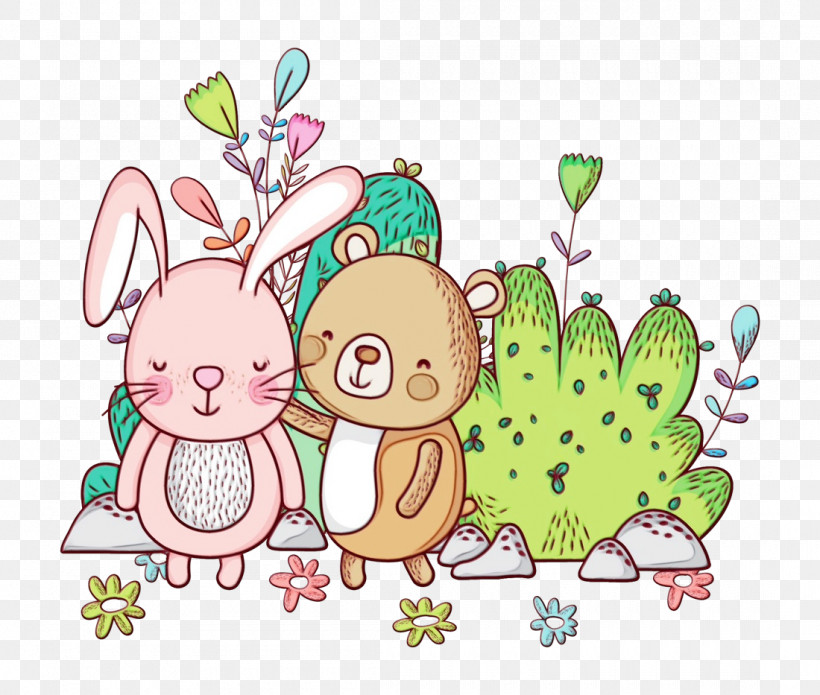 Easter Bunny, PNG, 1100x933px, Watercolor, Branch, Cartoon, Easter, Easter Bunny Download Free