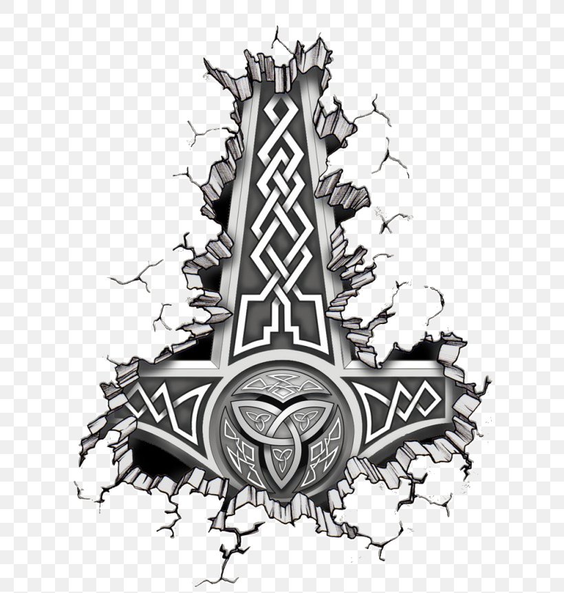 Hammer Of Thor Tattoo Vikings Icelandic Magical Staves, PNG, 640x862px, Hammer Of Thor, Aegishjalmur, Black And White, Hammer, Helm Of Awe Download Free