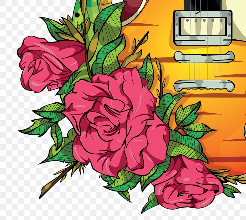 Slash's Snakepit Guitar Garden Roses Design, PNG, 1200x1072px, Slashs Snakepit, Art, Bouquet, Cdr, Cut Flowers Download Free