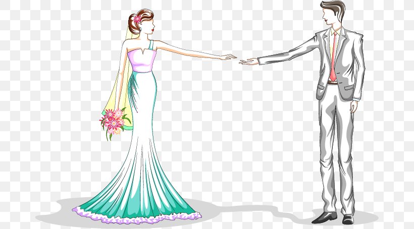 Wedding Invitation Woman Bridegroom, PNG, 681x454px, Watercolor, Cartoon, Flower, Frame, Heart Download Free