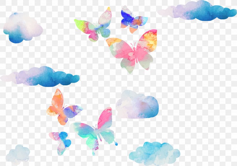Butterfly Watercolor Painting Euclidean Vector, PNG, 3682x2582px, Butterfly, Art, Blue, Painting, Petal Download Free