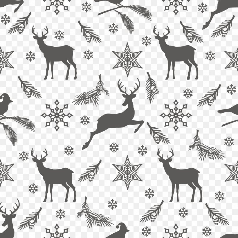 Gray Christmas Element Background, PNG, 1500x1500px, Reindeer, Antler, Area, Art, Black And White Download Free