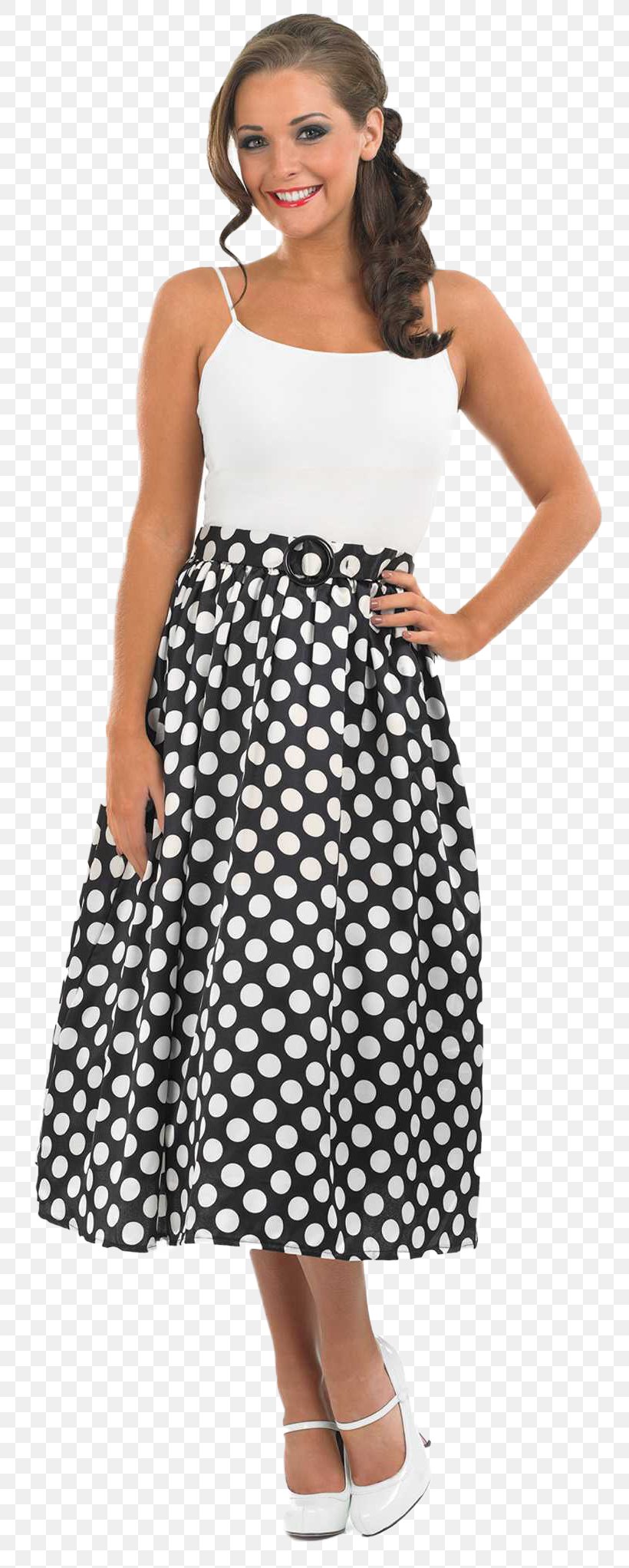 Polka Dot 1950s Dress Skirt Costume, PNG, 800x2043px, Polka Dot, Clothing, Clothing Accessories, Cocktail Dress, Costume Download Free